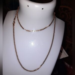 GENUINE 14K ROSE 🌹 GOLD OVER STERLING SILVER SPARKLE NECKLACE CHAIN 20" NEW